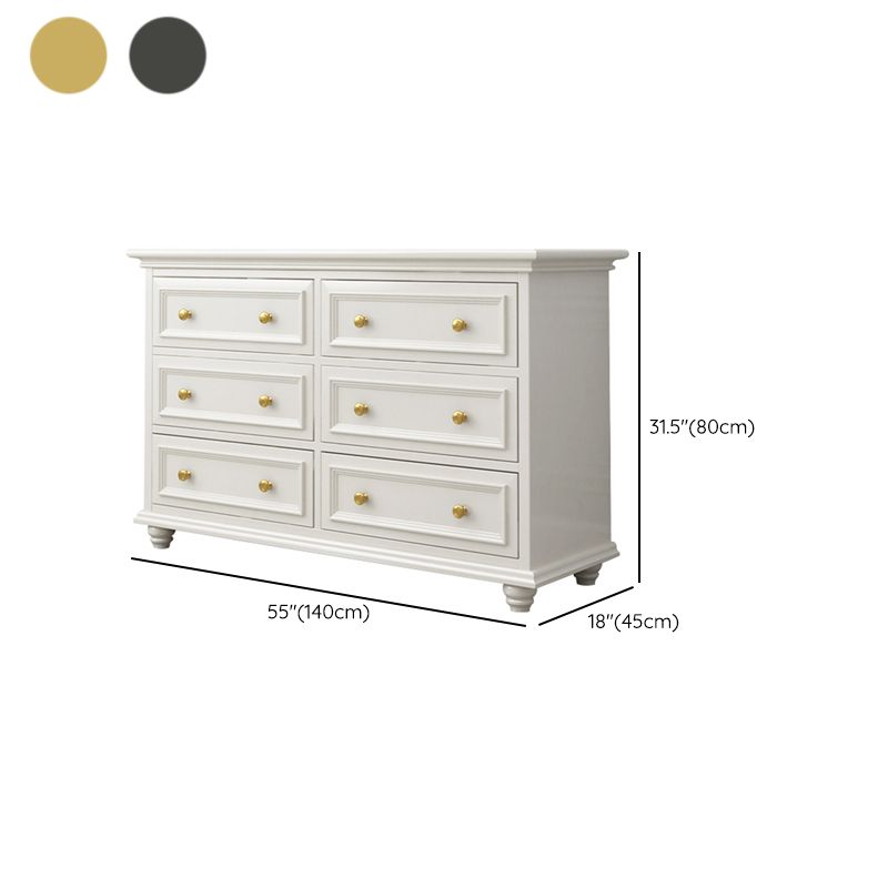 Glam White Wooden Horizontal Storage Chest with Drawers for Home