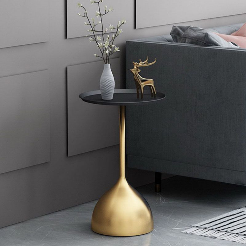21" Tall Mid-Century Metal Round Tray Top Side Table Pedestal End Table