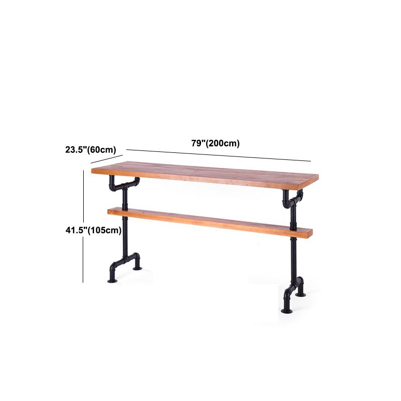 Modern Pub Height Dining Table Iron Solid Wood Pub Table for Living Room