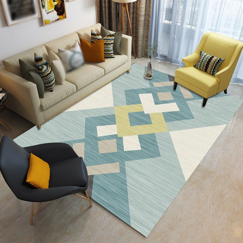 Geometric Indoor Rug Minimalist Carpet Washable Polyester Stain Resistant Area Rug for Home Decor