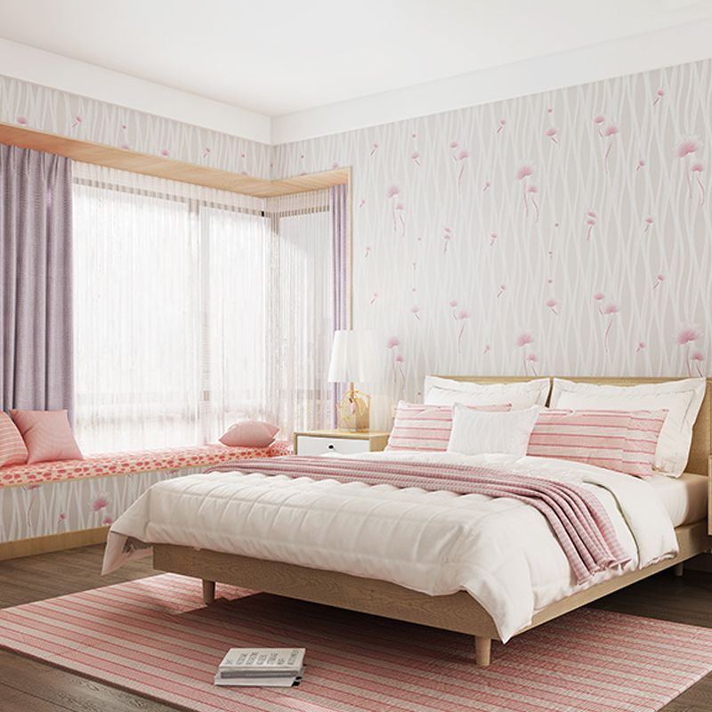 Soft Color Dandelion Wallpaper Roll Stain Resistant Countryside Girls Bedroom Wall Art