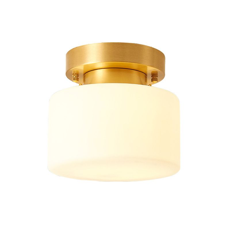 Cilinder gangpad semi-inbouw plafondlamp glas moderne semi-mount verlichting in wit