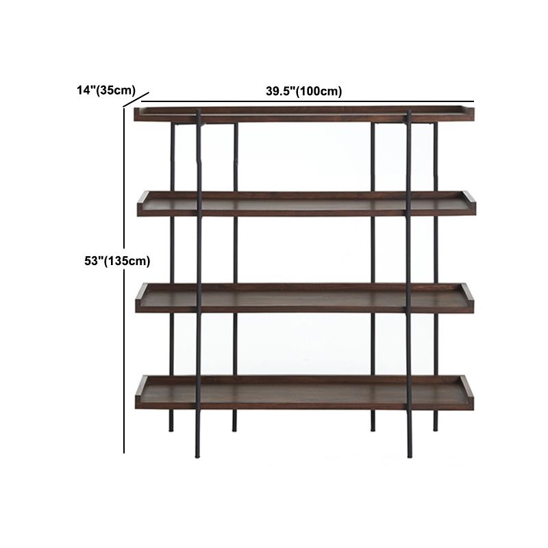 Modern Solid Wood Bookshelf Brown Etagere Open Shelf Vertical Bookcase