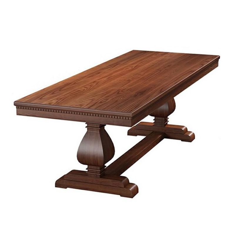Mesa de comedor de madera maciza industrial mesa de cocina rectangular con base de caballete