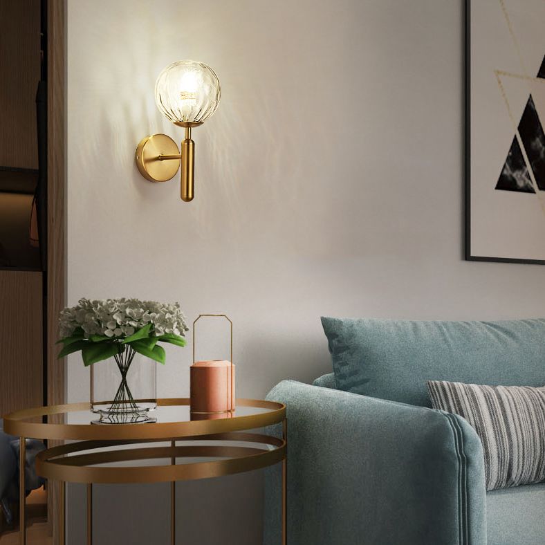 1-Light Aluminium Wall Lamp in Modern Creative Style Glass Globe Wall Sconce for Bedroom