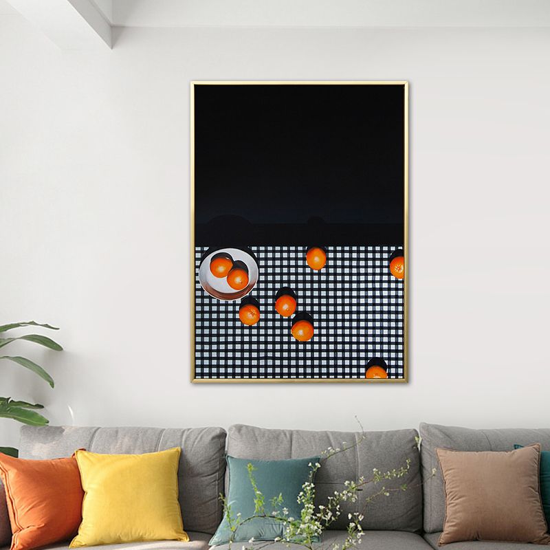 Toile imprimée avec fruits et Oranges, décoration murale de Style nordique, couleur foncée, pour salon