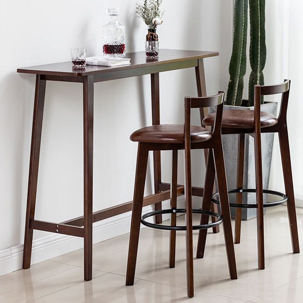 Modern Rectangle Fixed Bar Table Solid Wood Counter Height Bar Dining Table