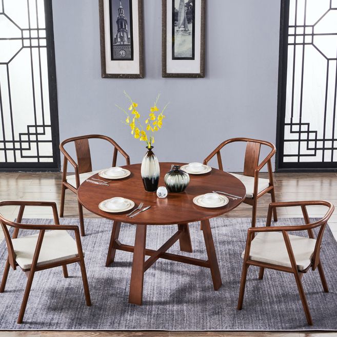 Silla de comedor tradicional para uso doméstico Silla de comedor con respaldo abierto de madera con brazo