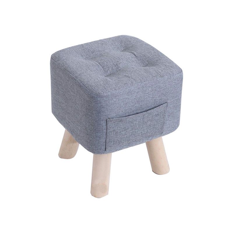 Modern Ottoman Fabric Upholstered Tufted Solid Color Pocket Square Ottoman with Chair Legs