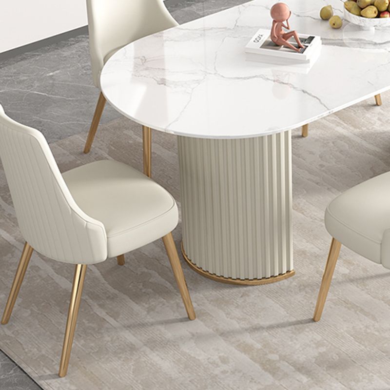 White Base Dining Room Table Modern Style Stone Table for Kitchen