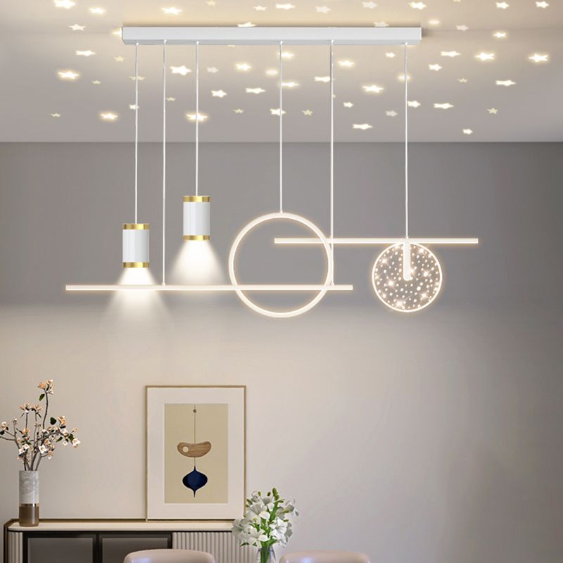 Modern Simple Metal Hanging Lamp Circle Shape Island Light Fixture for Living Room