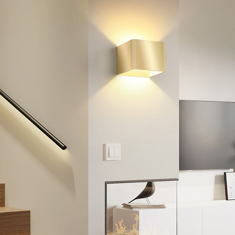 Modern Golden Wall Mounted Sconce Rectangle 2 Lights Shaded Wall Light