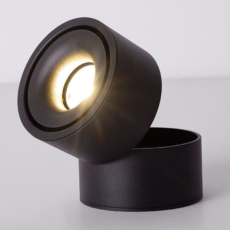 Lámpara de techo LED con forma de cilindro, montaje empotrado de 1 luz de aluminio moderno para comedor
