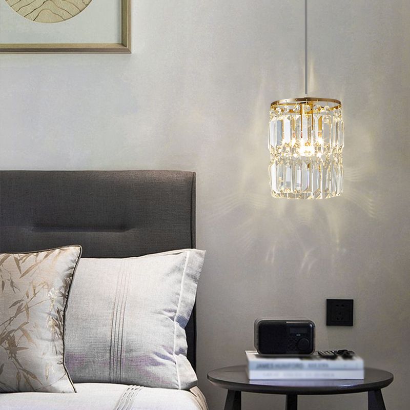 Illuminazione a sospensione di tonalità cilindrica Lampada sospesa in cristallo moderno