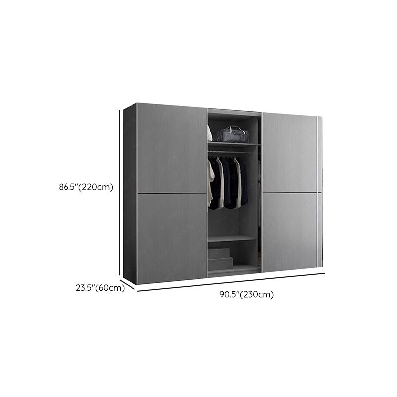 Grey Contemporary Wardrobe Cabinet Wooden Wardrobe Armoire with Drawer