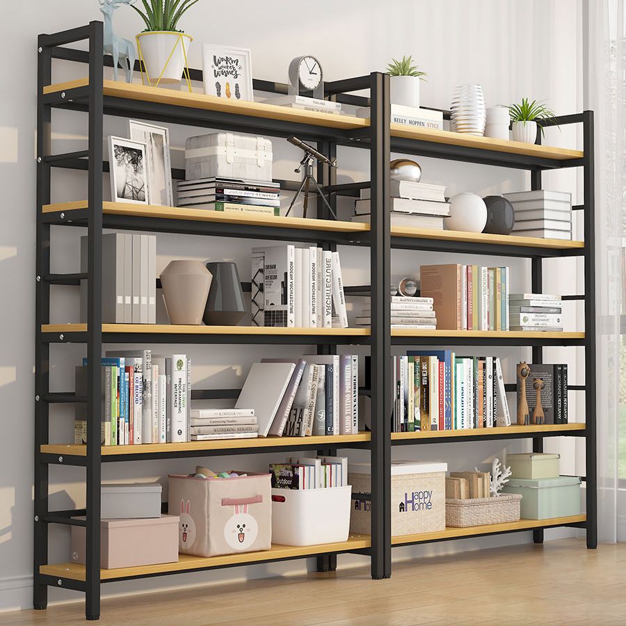 Modern Style Bookshelf Black Metal Frame Bookcase for Office
