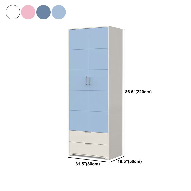 Contemporary Wardrobe Wood Bedroom Wardrobe Closet with 2 Drawers