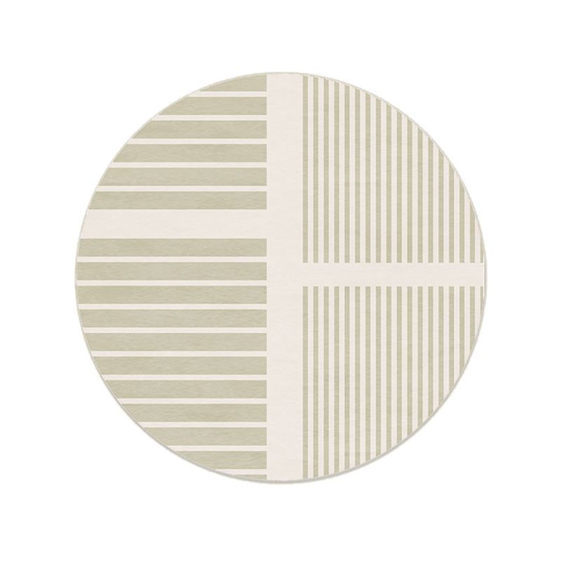 Beige Modern Area Carpet Stripe Pattern Polyester Area Rug Anti-Slip Washable Rug for Home Decor