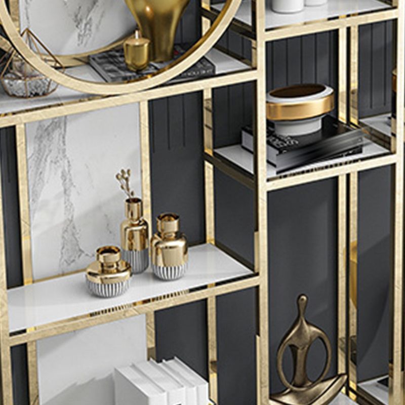 Glam Antique Finish Bookcase Metal Etagere Bookshelf with Shelves