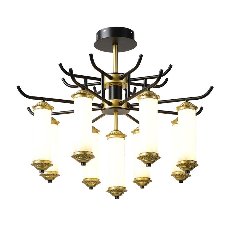 Metal Black-Gold Suspension Pendant Light Starburst-Like Arm 9/11 Lights Rustic Style Ceiling Chandelier