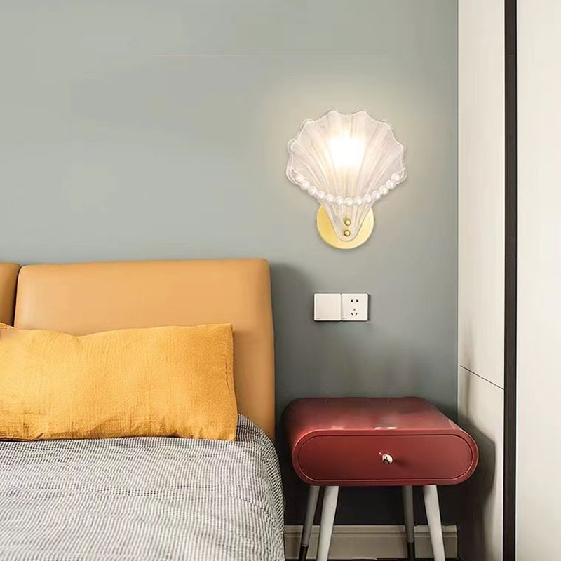 Golden Finish Single Contemporary Wall Mounted Sconce Glass Wall Light