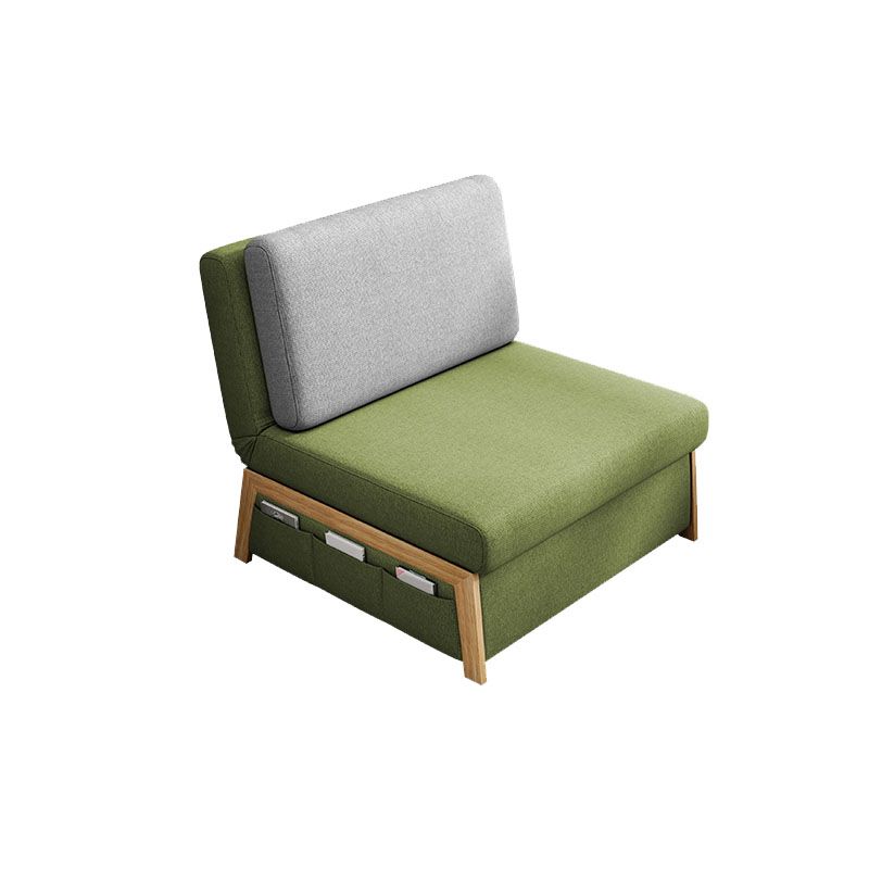Cushions Armless Convertible Sofa Bed Cotton Blend Seating in Green and Gray