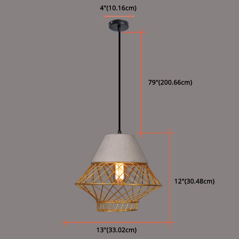 Drahtkäfig Schatten Anhänger Beleuchtung Urban Retro 1 Light Restaurant Hanging Lamp mit Zementoberteil