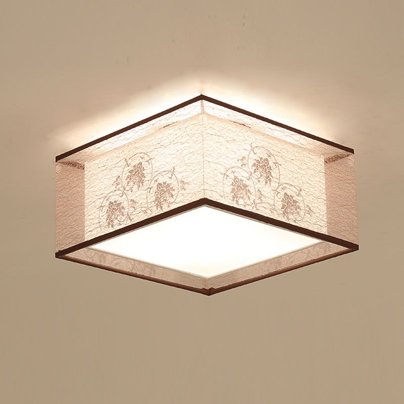 12 Long Fabric Massimale Lampada Cinese Stile Flush Montaggio Lighting Fixtures per Living Room