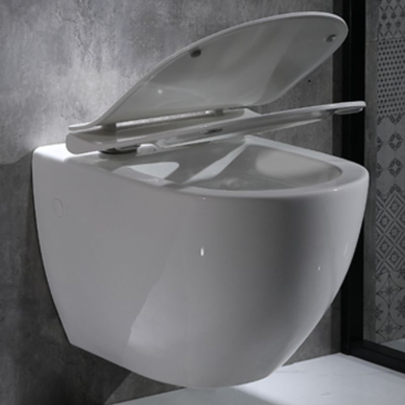 Modern Wall Mounted Flush Toilet White Toilet Bowl with Seat for Washroom