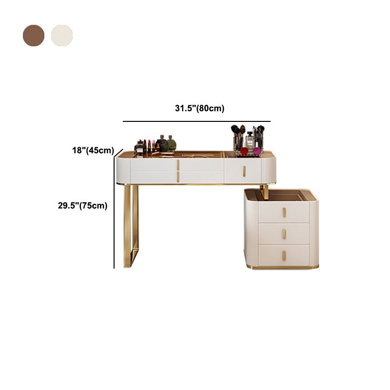 Glam Wooden Makeup Vanity Desk 6 Drawer Beige Dressing Table