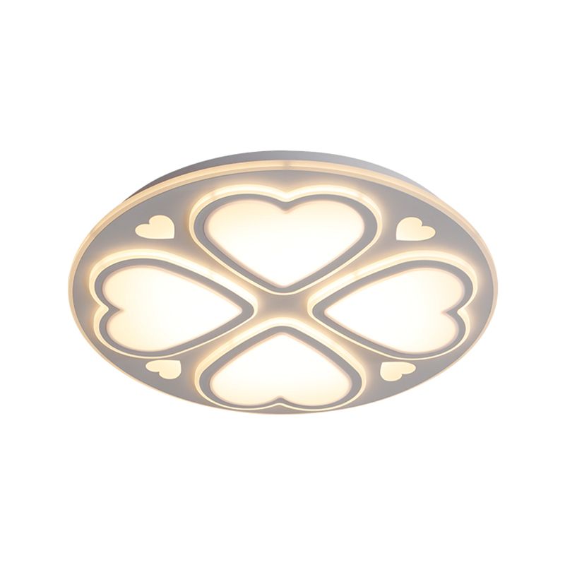 16.5"/20.5"/24.5" W Clover Flush Mount Lighting Contemporary Metal and Acrylic Shade White Flush Ceiling Lamp in White/Warm