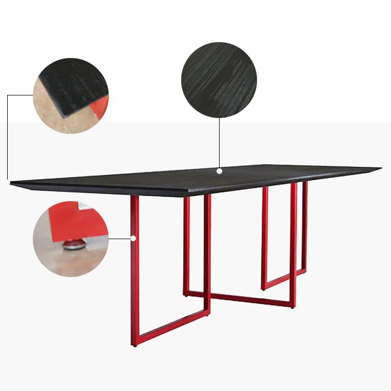 Mesa de comedor de rectángulo industrial de metal mesa de madera maciza para comedor