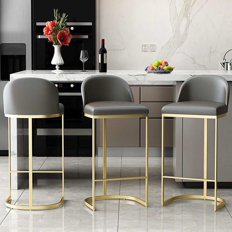 Modern Backrest Armless Counter Stool Iron Dining Room Bar Stool with Pedal and Cushion