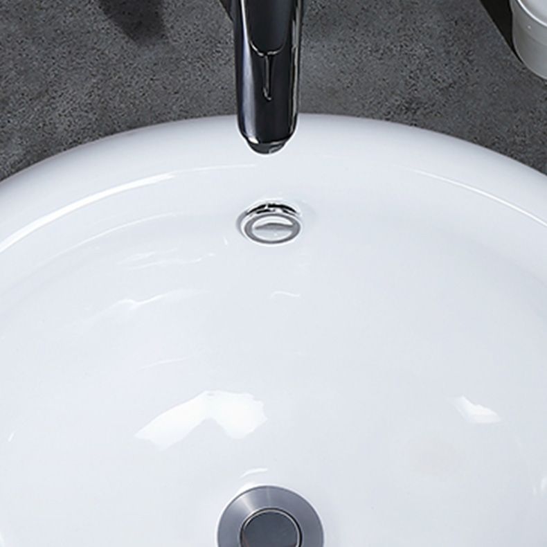 Contemporary Bathroom Sink Porcelain Oval-Shape Drop-in Bathroom Sink without Faucet