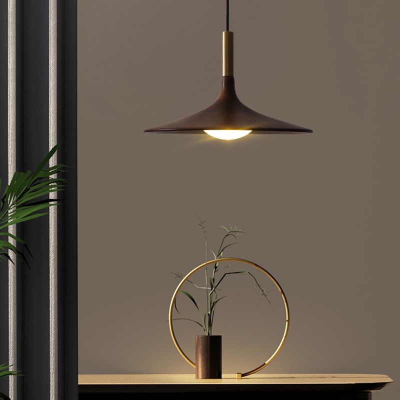 Modern Hanging Light Wooden Shade Pendent Light Fixture for Sitting Room