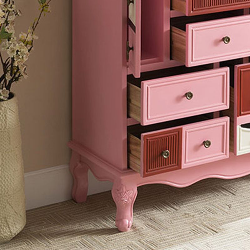 Industrial Painted Accent Cabinet with Drawers Solid Wood Chest