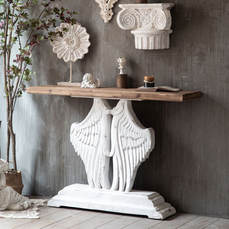 French Country Solid Wood Console Table Distressed Accent Table