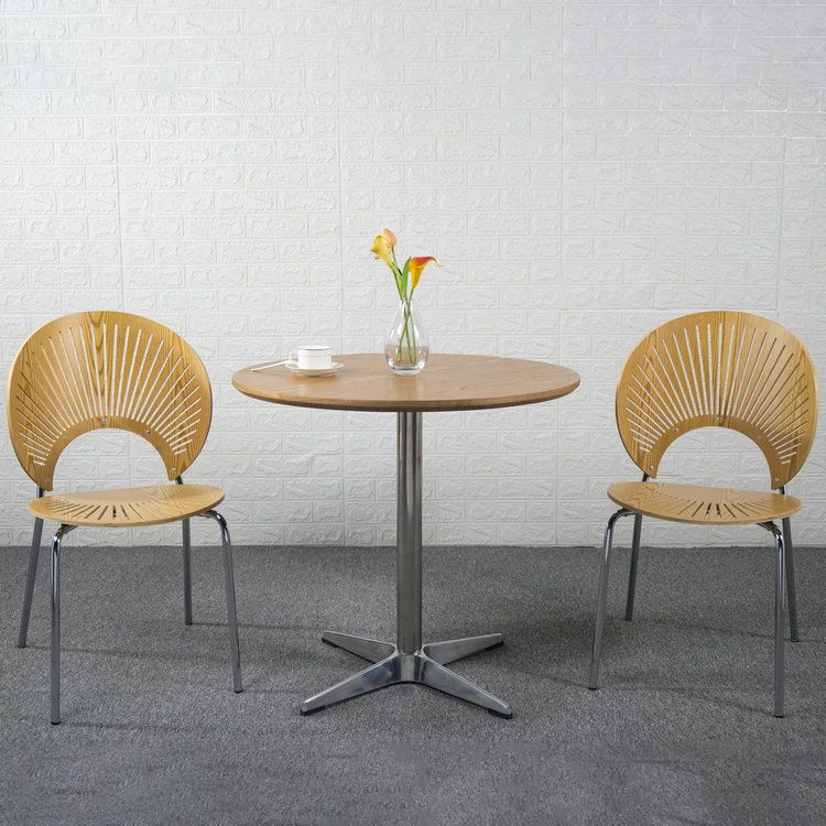 Ensemble de chaises de salle à manger de cuisine en bois de style moderne, chaises latérales à dossier ouvert