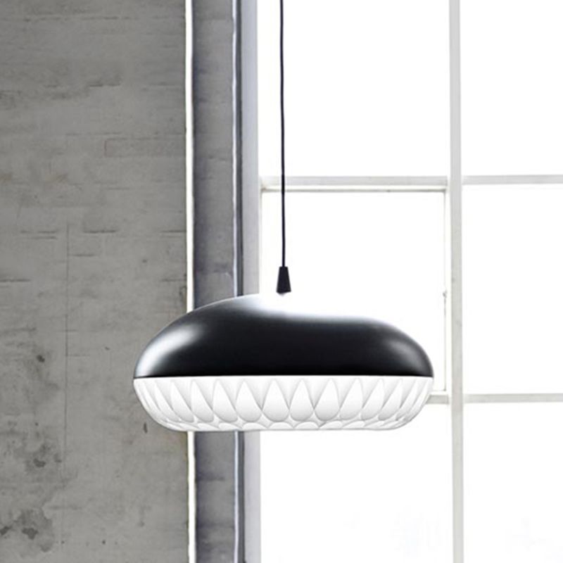 Metal Dome Pendant Light Fixture Modernism 1 Bulb White/Black Down Lighting for Restaurant