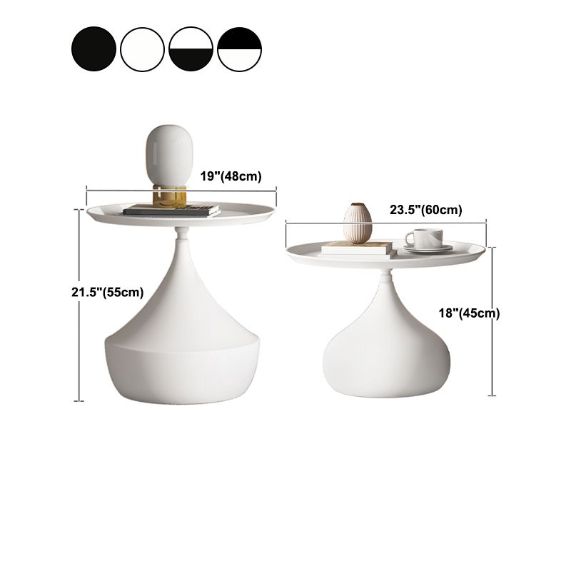 Mid-Century Round Iron Coffee Table Set Pedestal Tray Top Cocktail Table