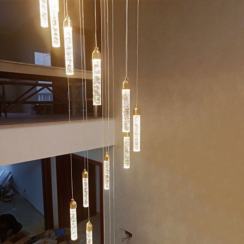 Column Hanging Light Fixtures Post-Modern Crystal Ceiling Pendant for Living Room