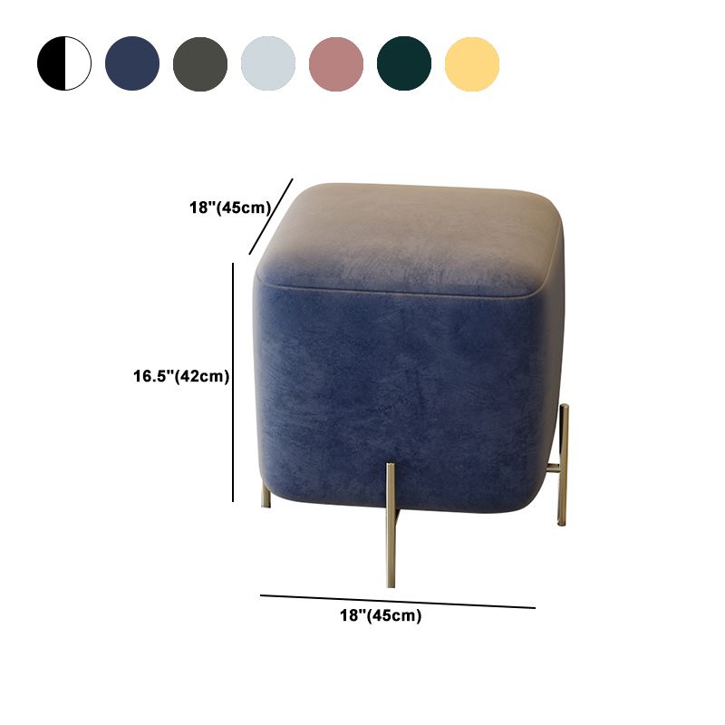 Glam Square Target Pouf Plain Velvet Metal Frame Water Resistant Couch Ottoman