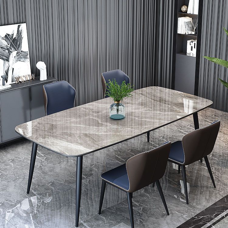 Stone and Steel Dining Table Industrial Grey Dinner Room Kitchen Table