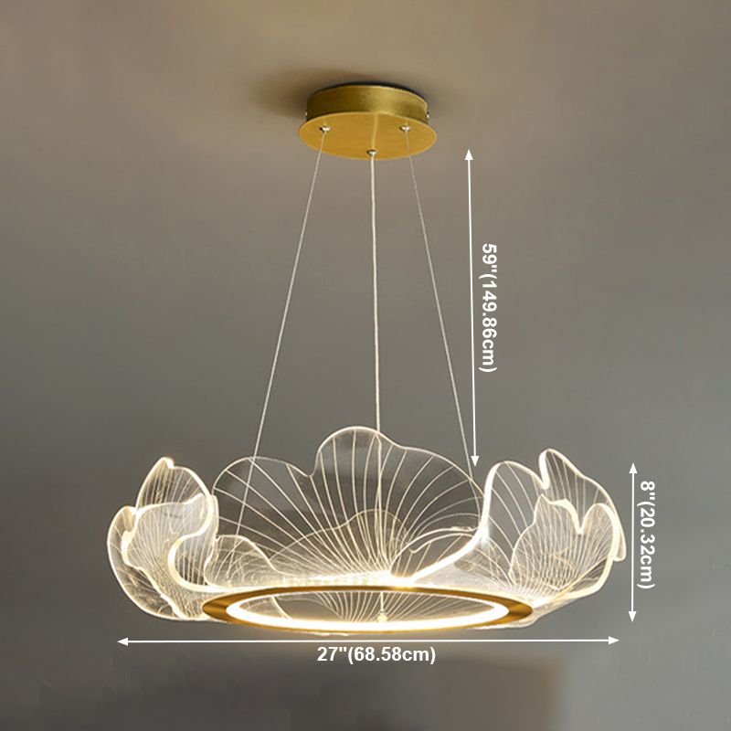 Circular Modern Style Pendant Light Fixture 1-Light Acrylic Ceiling Suspension Light