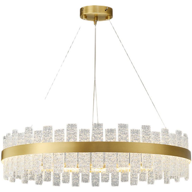 Light Luxury Style LED Pendant Chandelier Circular Glass Chandelier Lamp for Living Room