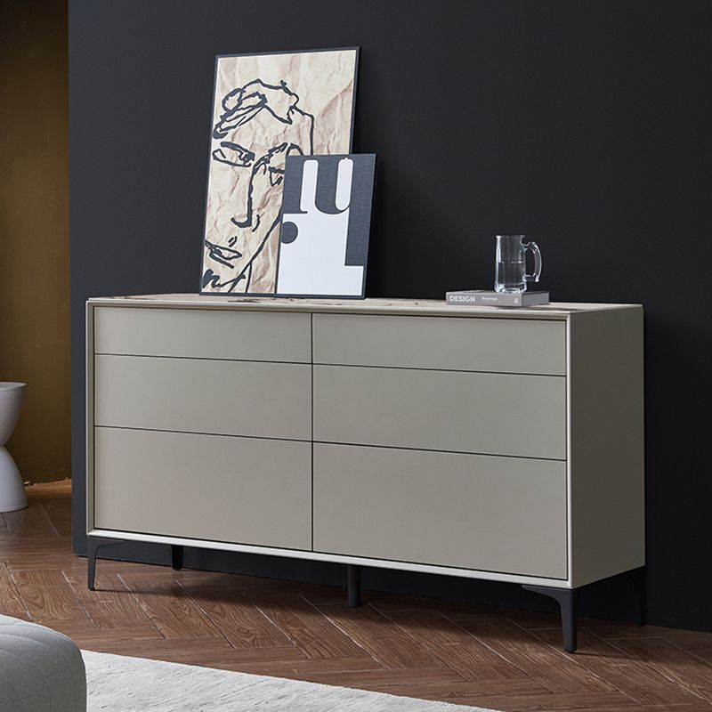 Contemporary Storage Chest Stone Dresser with 6 Drawers , 12.48/15.6 Inch W