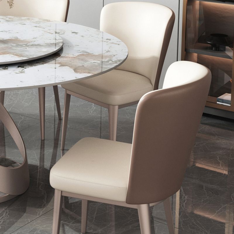 Upholstered Armless Dining Side Chair Wingback Chair in Beige