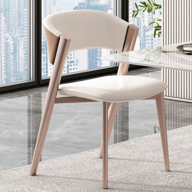 Modern Simple Side Chair Faux Leather Side Dining Chair for Bedroom