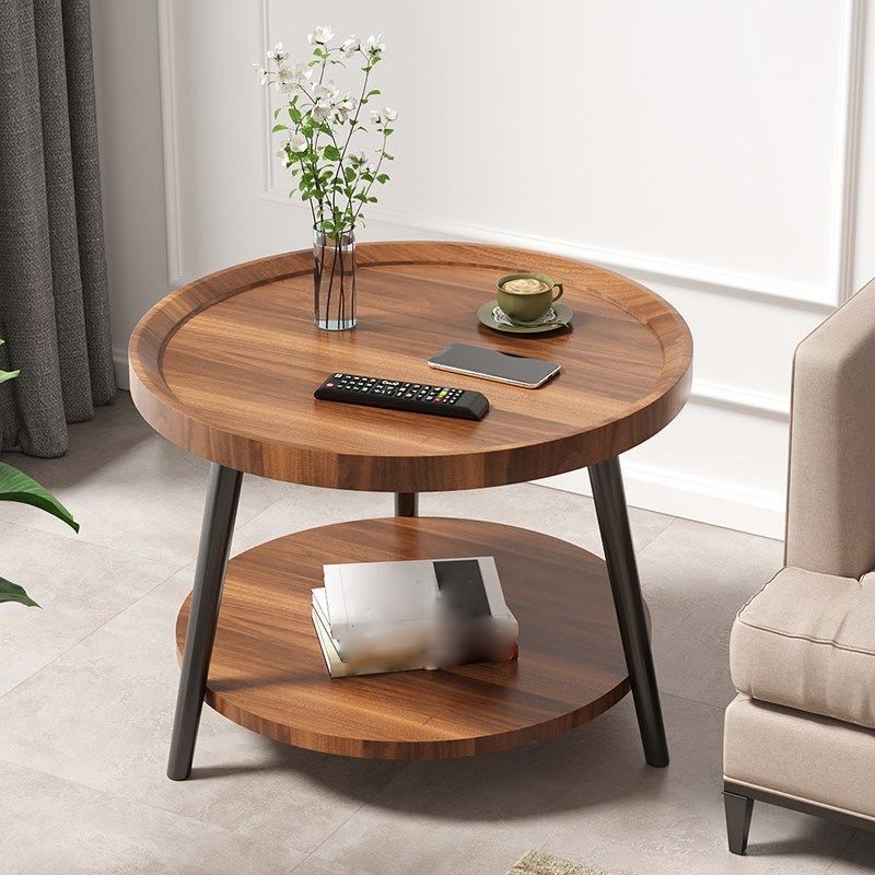 Round Tray Top Side End Table 3 Legs Solid Wood Corner Table