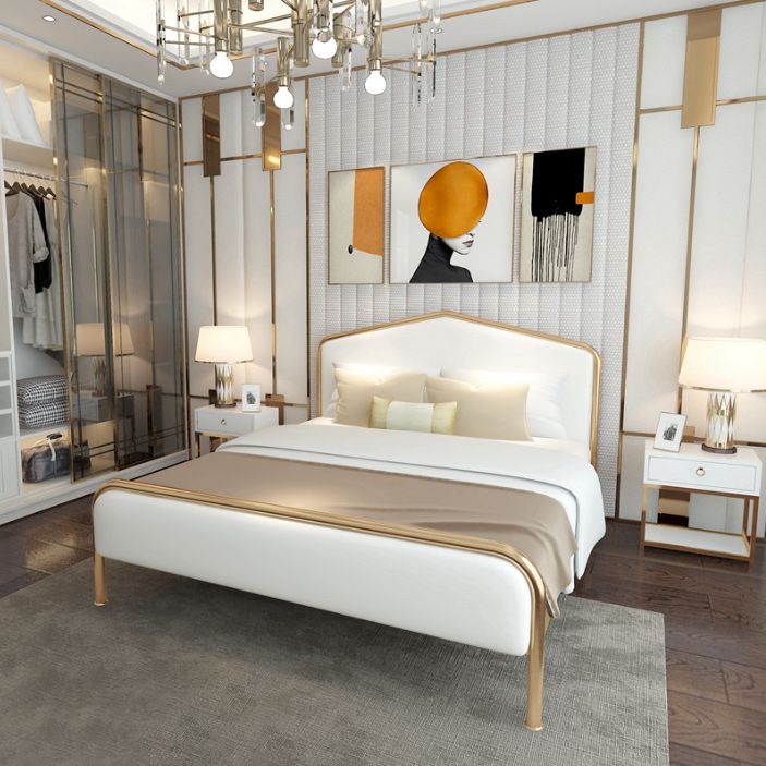 Luxurious Metallic Panel Bed 43.31" High Camelback Bed Frame